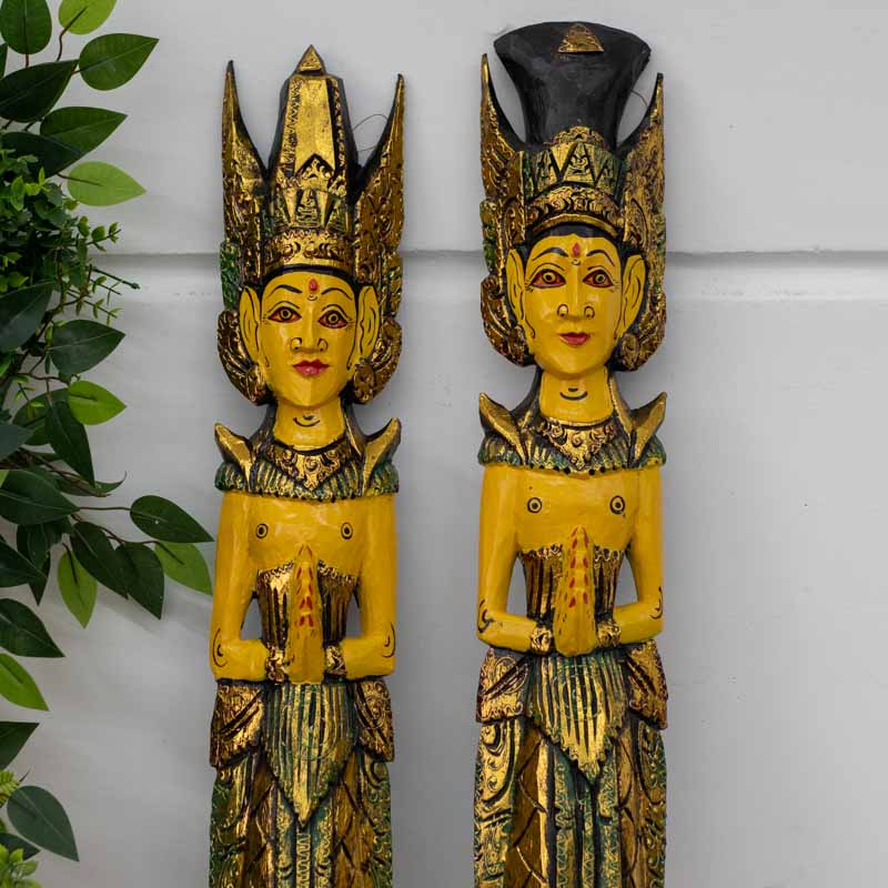 casal rama sita madeira bali decoracao paredes artesintonia handicraft hindu patina 100cm 1