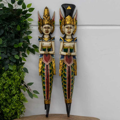 casal rama sita madeira bali decoracao paredes artesintonia handicraft hindu patina 100cm 1