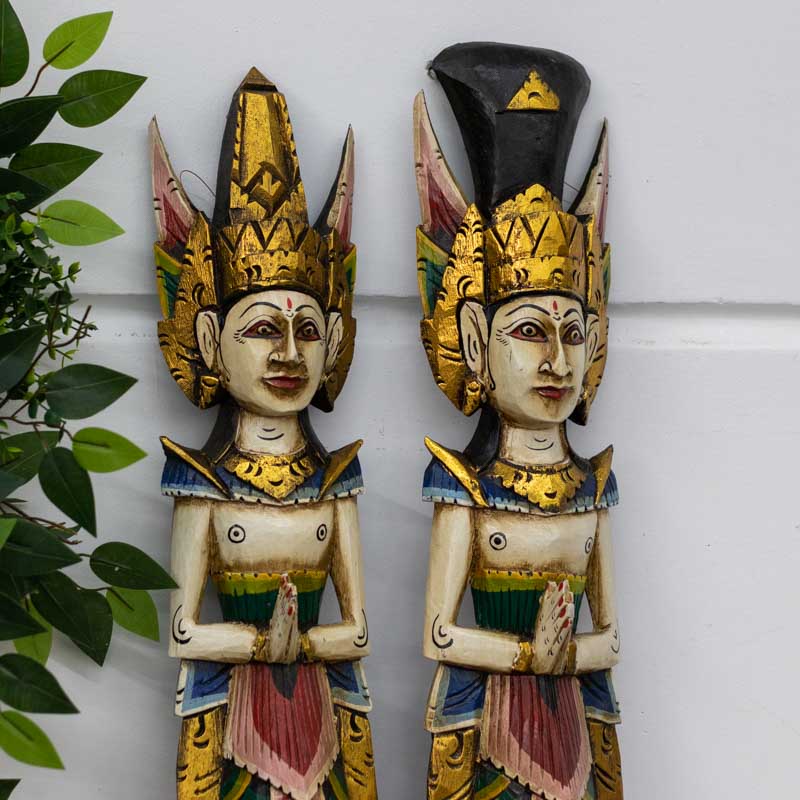 casal rama sita madeira bali decoracao paredes artesintonia handicraft hindu patina 100cm 1