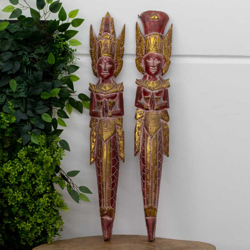 casal rama sita madeira bali decoracao paredes artesintonia handicraft hindu patina 100cm 1