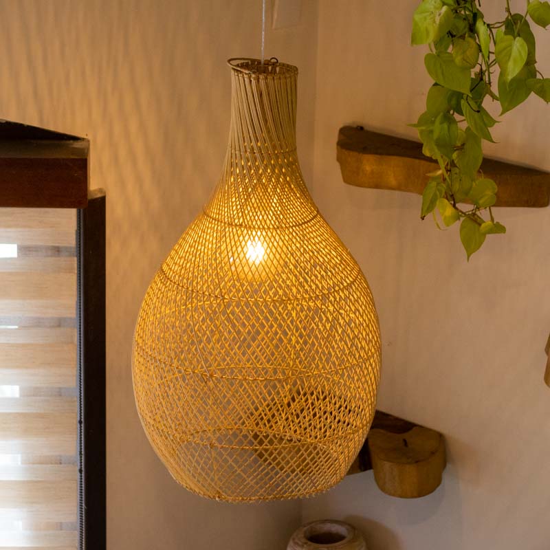 luminária teto rattan fibra natural decoração ferrugem boho elegância design bali indonésia artesanato trama loja artesintonia 01