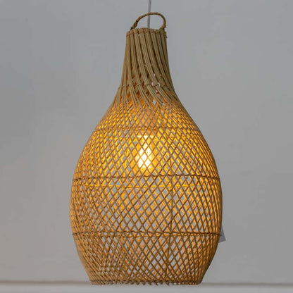 Luminária / Lustre Garrafa em Rattan Bali