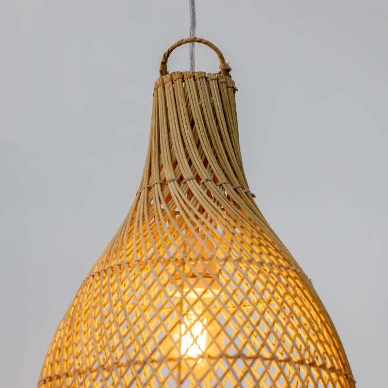 Luminária / Lustre Garrafa em Rattan Bali