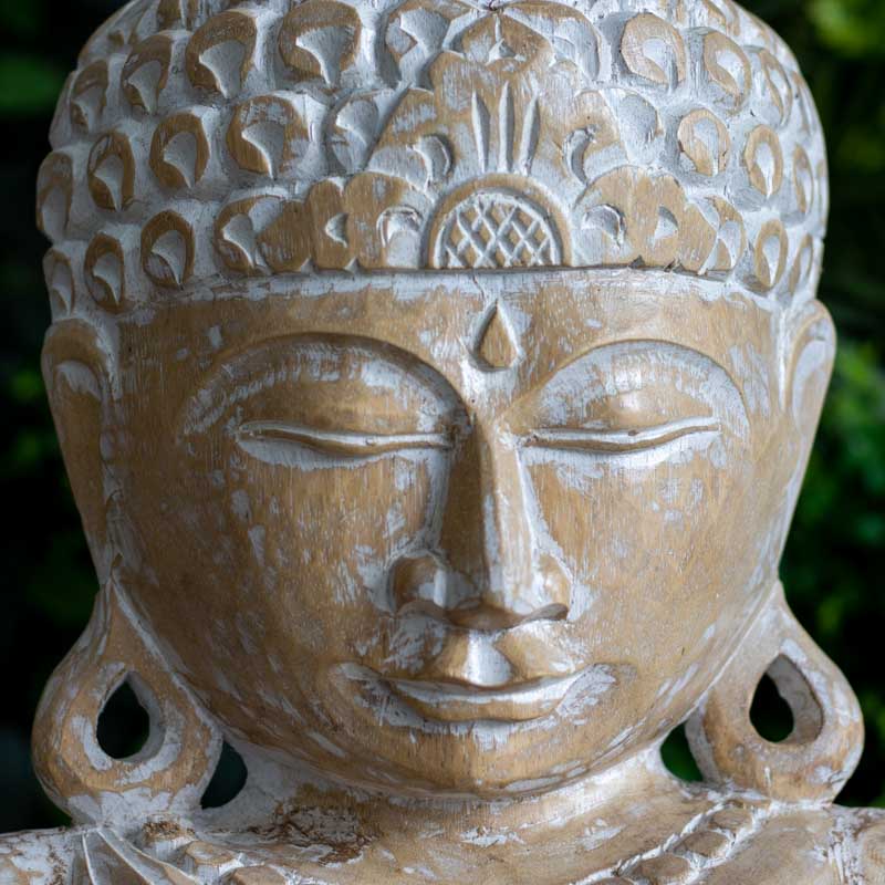 escultura estatua busto buda budismo zen artesanato entalhado madeira bali indonesia decoracao casa ambientes serenidade espiritual meditacao comprar loja artesintonia