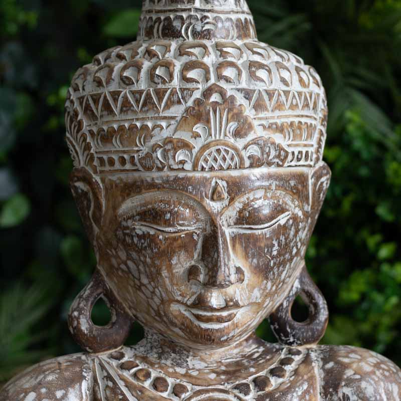 escultura estatua busto buda budismo zen artesanato entalhado madeira bali indonesia decoracao casa ambientes serenidade espiritual meditacao comprar loja artesintonia