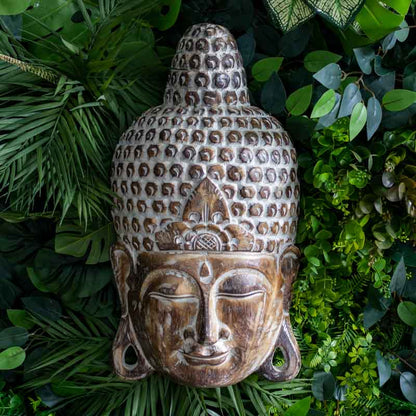 mascara parede buda budismo zen artesanato entalhado madeira bali indonesia decoracao casa ambientes serenidade espiritual meditacao comprar loja artesintonia