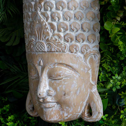 mascara parede buda budismo zen artesanato entalhado madeira bali indonesia decoracao casa ambientes serenidade espiritual meditacao comprar loja artesintonia