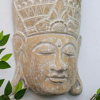 mascara parede buda budismo zen artesanato entalhado madeira bali indonesia decoracao casa ambientes serenidade espiritual meditacao comprar loja artesintonia