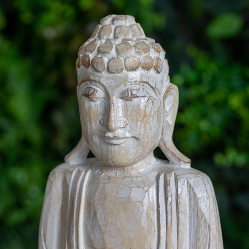 escultura estatua buda budismo zen artesanato entalhado madeira bali indonesia decoracao casa ambientes serenidade espiritual meditacao comprar loja artesintonia