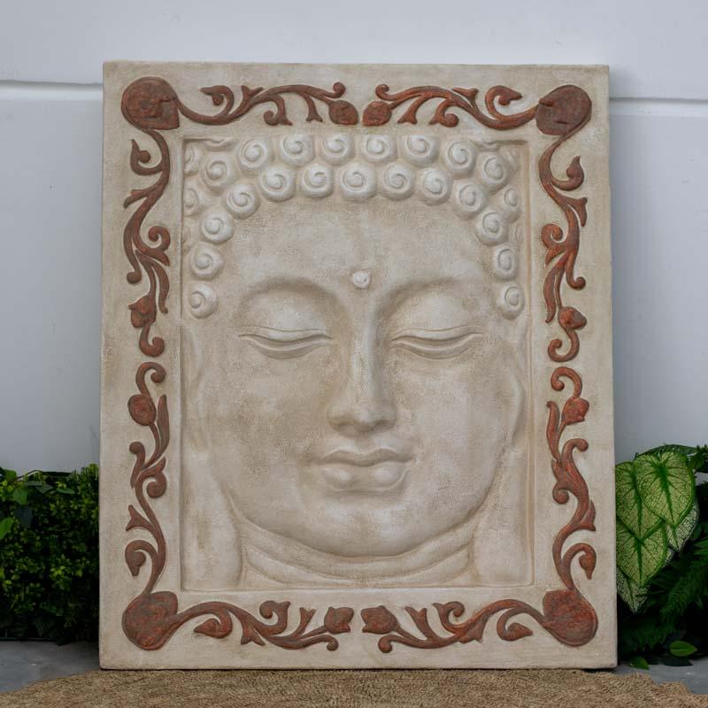 painel tela face buda fibrocimento jardim decoracao bali arte indonesia zen meditacao budismo design interiores feng shui artesanato comprar loja artesintonia