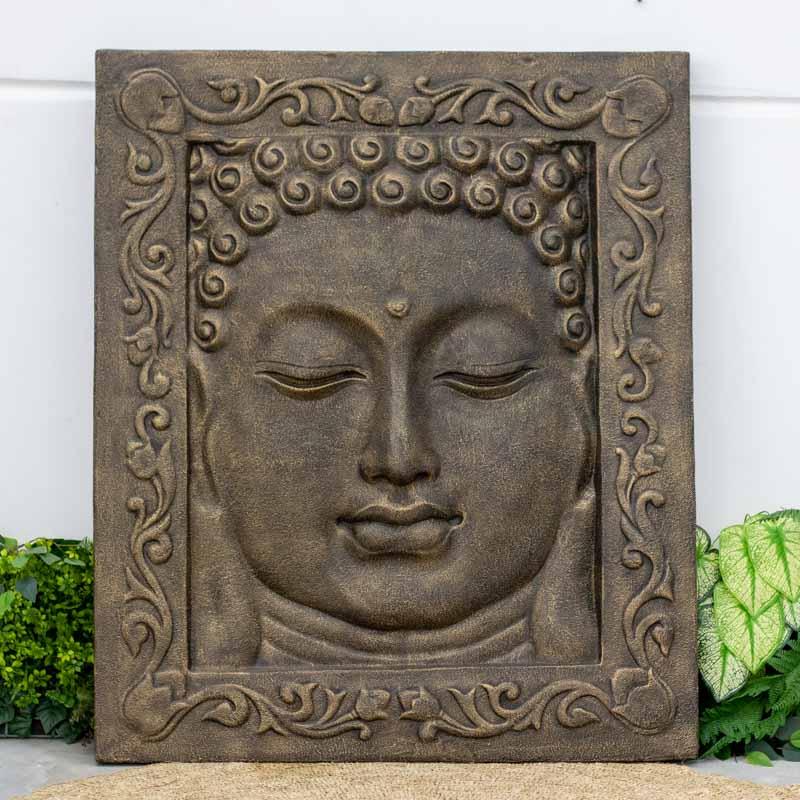 painel tela face buda fibrocimento jardim decoracao bali arte indonesia zen meditacao budismo design interiores feng shui artesanato comprar loja artesintonia