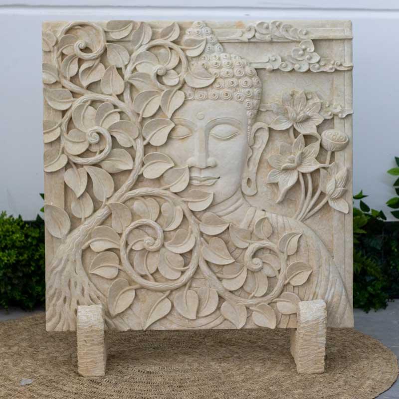 painel tela face buda lime stone jardim decoracao bali arte indonesia zen meditacao budismo design interiores feng shui artesanato comprar loja artesintonia