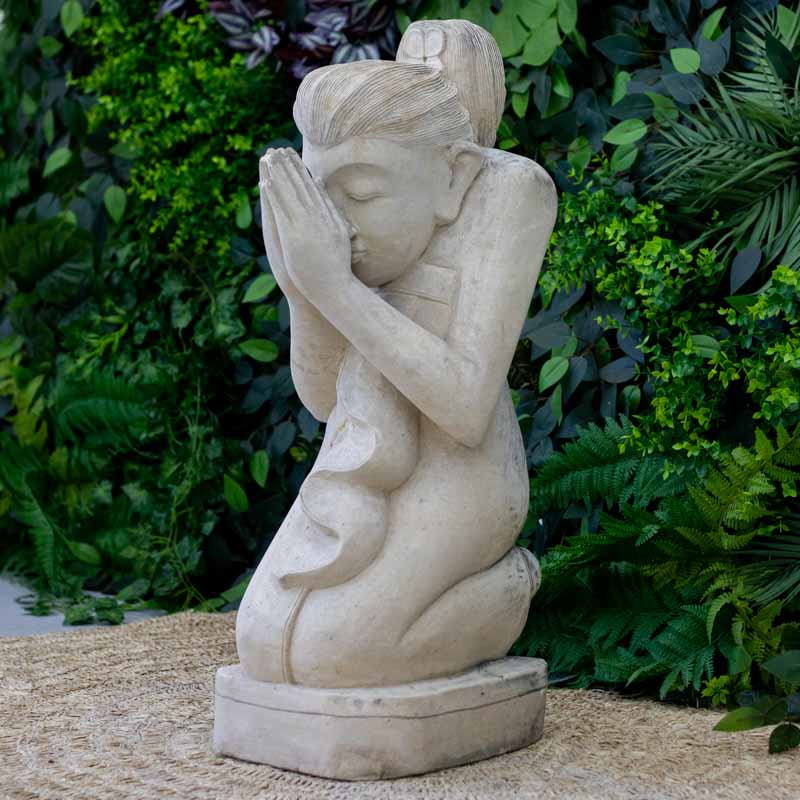 escultura mulher balinesa namaste gratidao serenidade lime stone rocha bali indonesia decoracao estatua jardim garden zen esculpida comprar loja artesintonia 