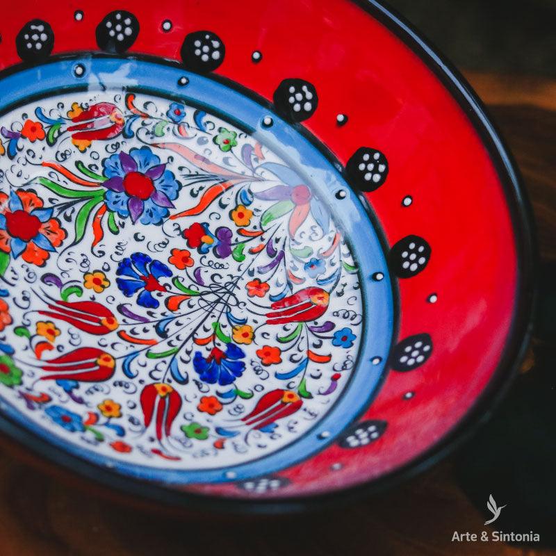 Conjunto de Chá Turco Luxo Vermelho com Porcelana - Importado da Turquia