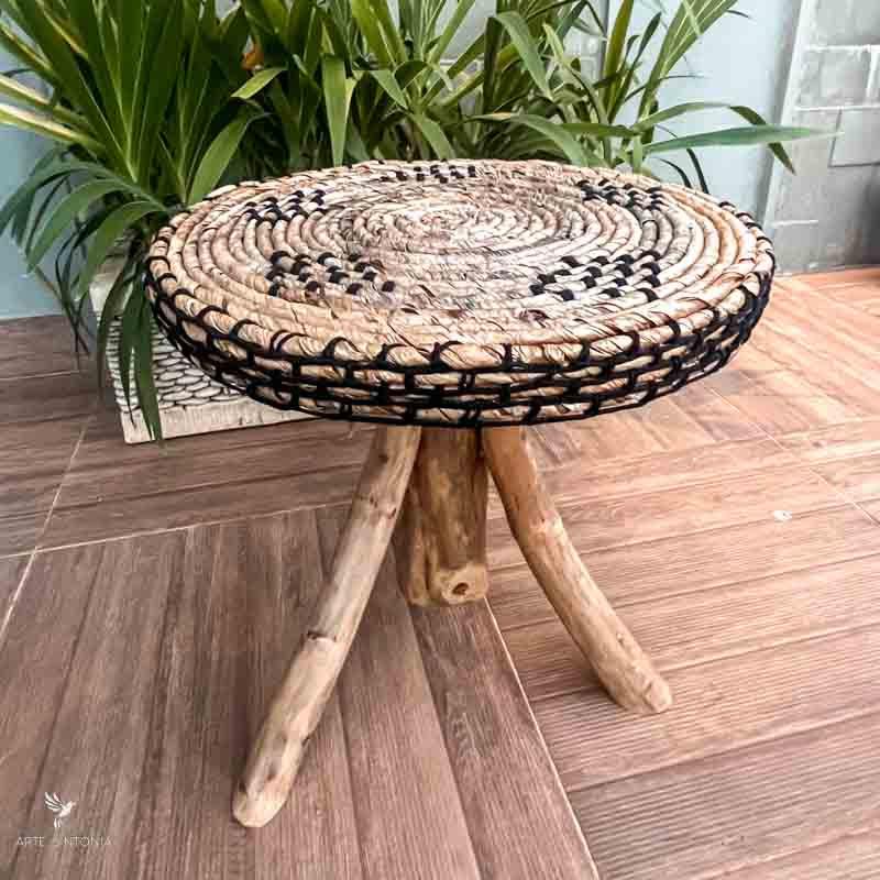 Mesa redonda plegable de jardín de bambú natural, Ø90x76 cm — Qechic